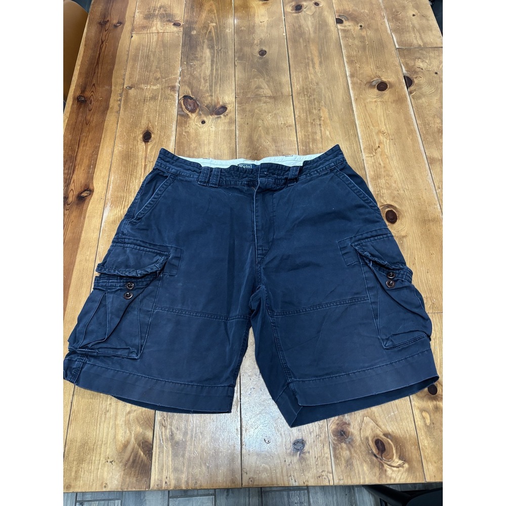 Polo Ralph Lauren Men's Cargo Shorts Size 34 Navy Blue Cotton Flat Front